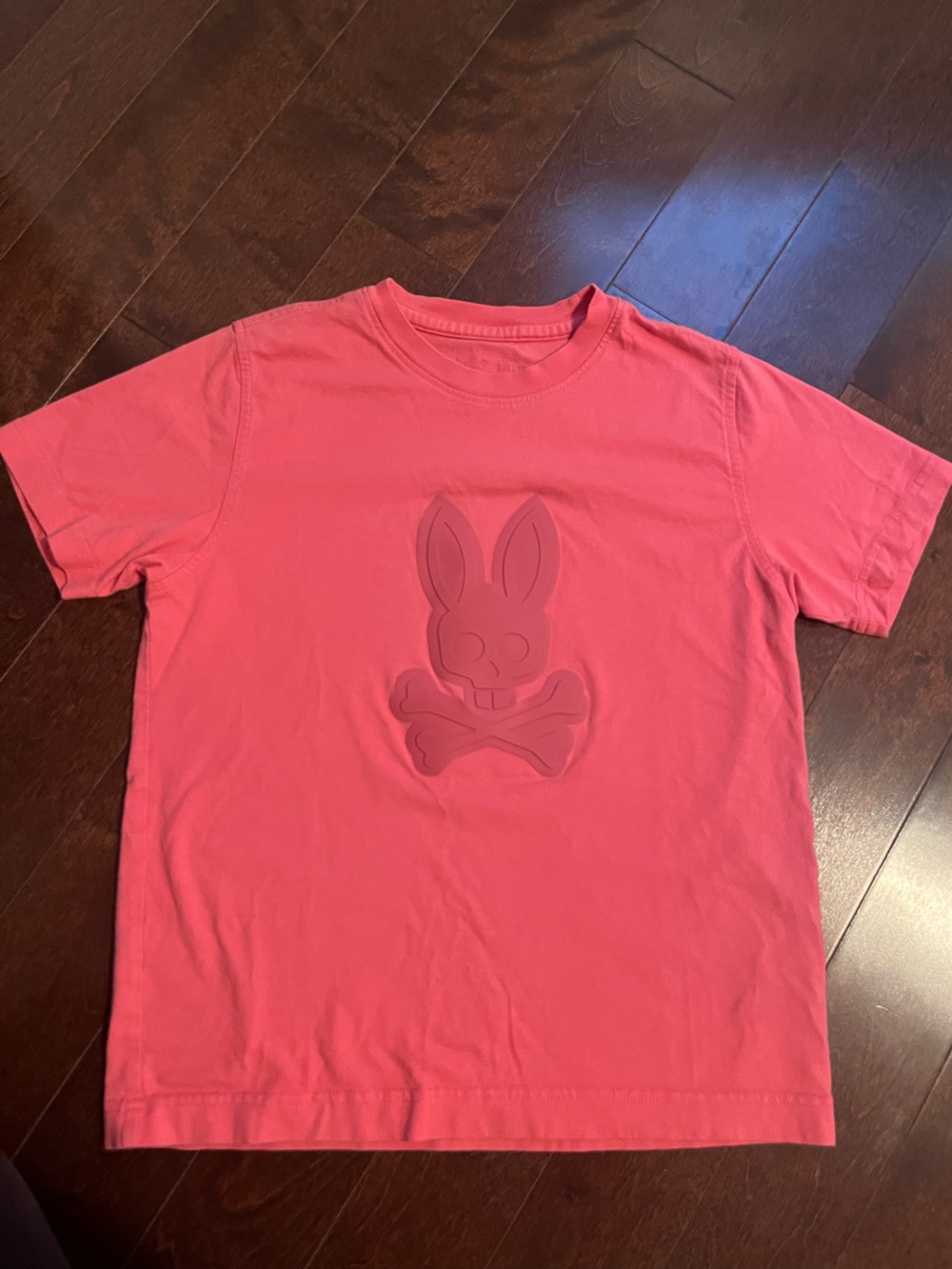 Psycho Bunny Coral Pink Short Sleeve Tee with Raised Bunny Graphic